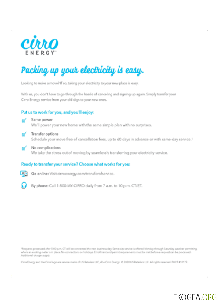 Projet de loi commercial sur les services publics de Texas Cirro Energy, page 3, SCR